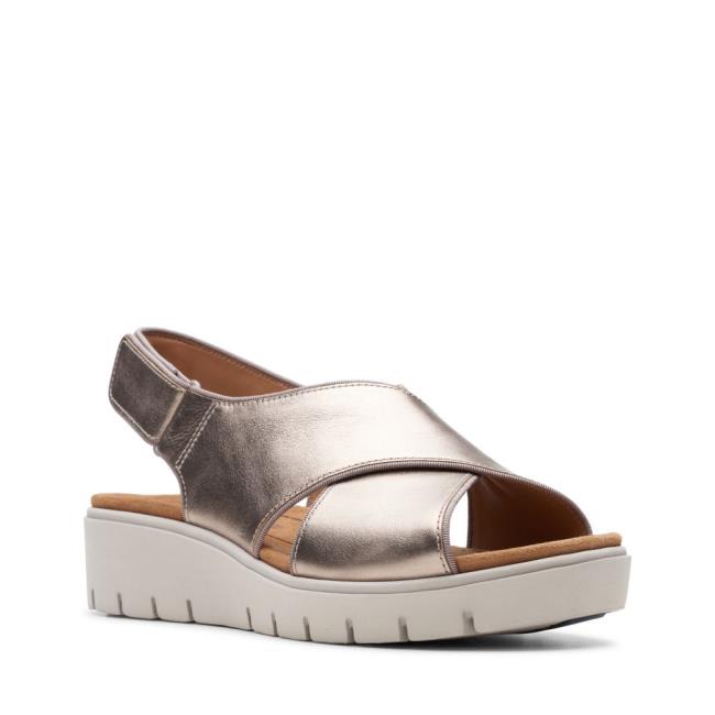 Sandalias Clarks Un Karely Sun Feminino Douradas Metal | CLK804FYX