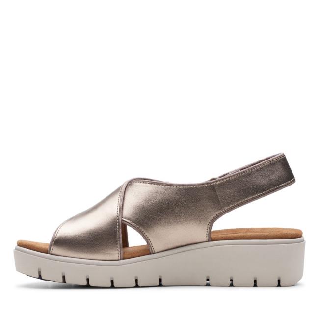 Sandalias Clarks Un Karely Sun Feminino Douradas Metal | CLK804FYX