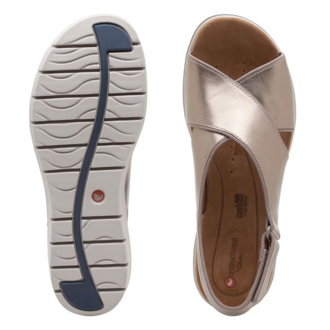 Sandalias Clarks Un Karely Sun Feminino Douradas Metal | CLK804FYX