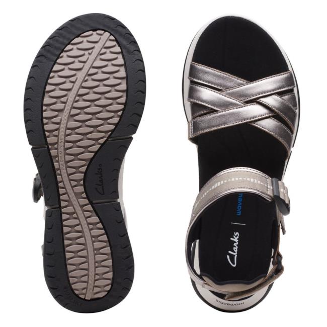 Sandalias Clarks Wave2.0 Sail. Feminino Azuis Cinzentas | CLK370OIE