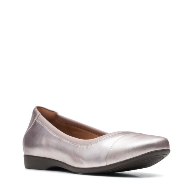 Sapatos De Ballet Clarks Un Darcey Cap 2 Feminino Platina | CLK948OQR