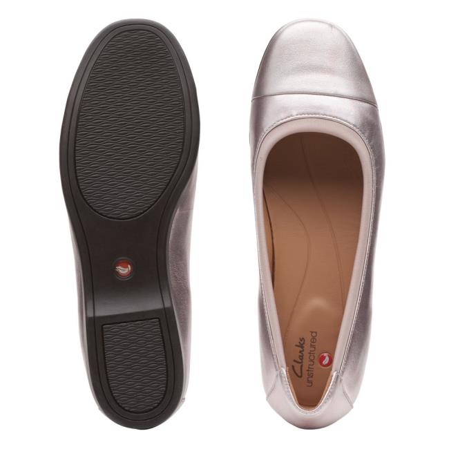 Sapatos De Ballet Clarks Un Darcey Cap 2 Feminino Platina | CLK948OQR