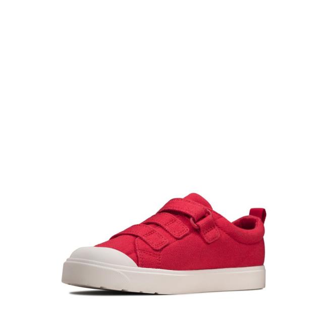 Sapatos De Lona Clarks City Vibe Kid Menino Vermelhas | CLK042OID