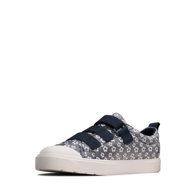 Sapatos De Lona Clarks City Vibe Kid Menina Azul Marinho | CLK098NCT