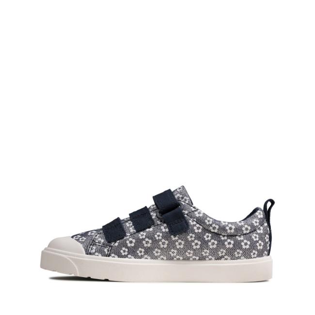 Sapatos De Lona Clarks City Vibe Kid Menina Azul Marinho | CLK098NCT