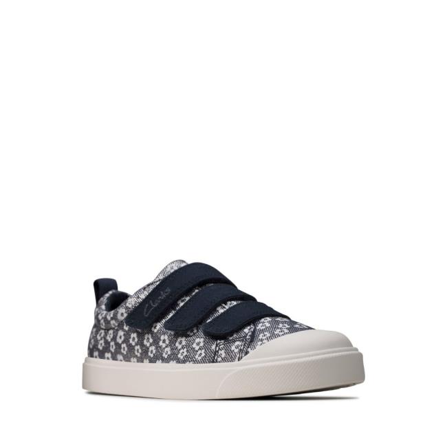 Sapatos De Lona Clarks City Vibe Kid Menina Azul Marinho | CLK098NCT