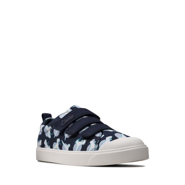 Sapatos De Lona Clarks City Vibe Kid Menino Azul Marinho | CLK185KPH