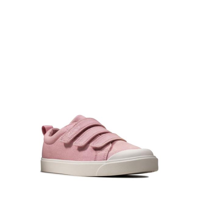 Sapatos De Lona Clarks City Vibe Kid Menino Rosa | CLK270LMP