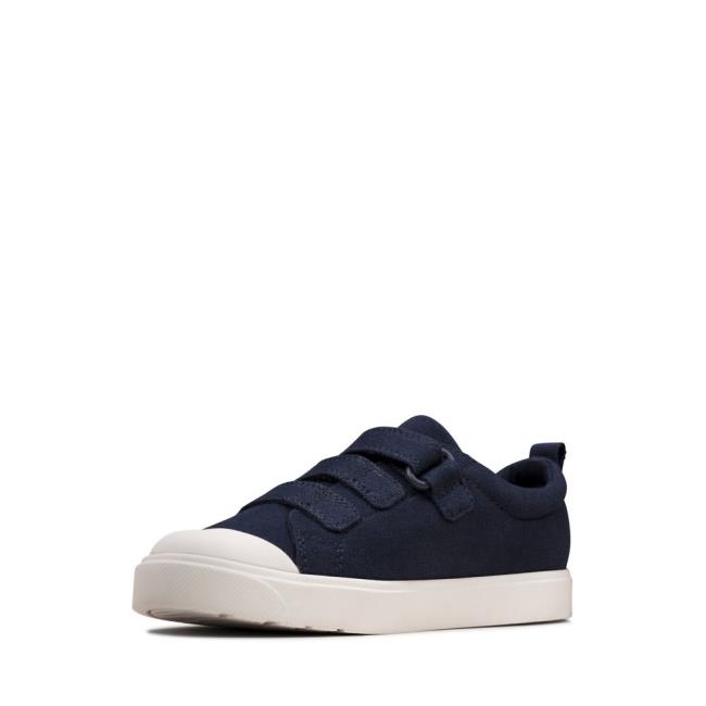 Sapatos De Lona Clarks City Vibe Kid Menina Azul Marinho | CLK625QMY