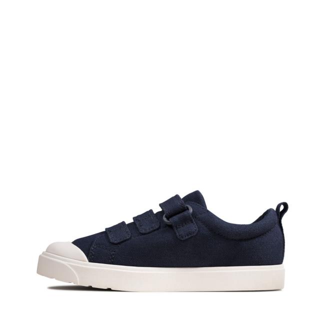 Sapatos De Lona Clarks City Vibe Kid Menina Azul Marinho | CLK625QMY