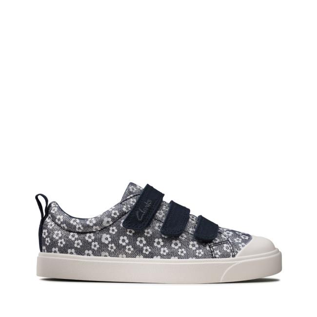 Sapatos De Lona Clarks City Vibe Kid Menino Azul Marinho | CLK675KLS