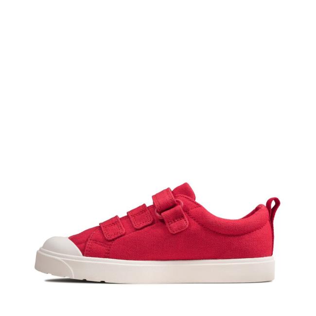 Sapatos De Lona Clarks City Vibe Kid Menina Vermelhas | CLK735LNO