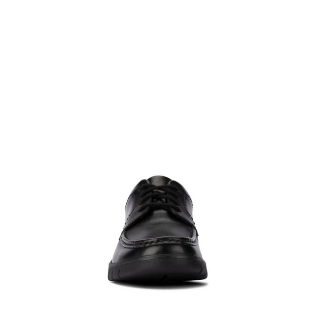 Sapatos Escolares Clarks Branch Renda Youth Menino Pretas | CLK840BHM