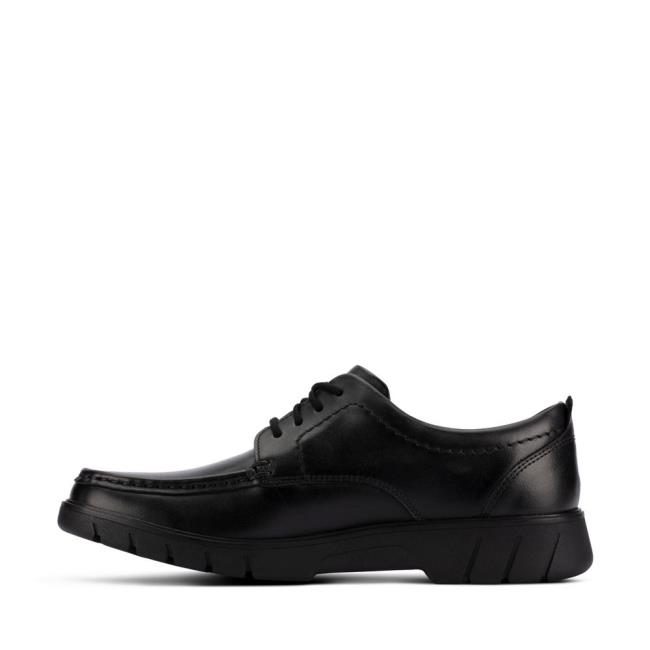 Sapatos Escolares Clarks Branch Renda Youth Menino Pretas | CLK840BHM