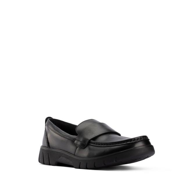 Sapatos Escolares Clarks Branch Slip Youth Menino Pretas | CLK567ENV