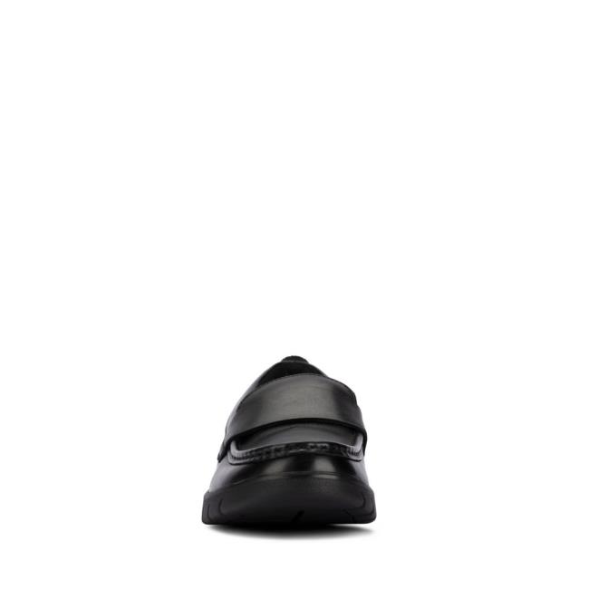 Sapatos Escolares Clarks Branch Slip Youth Menino Pretas | CLK567ENV