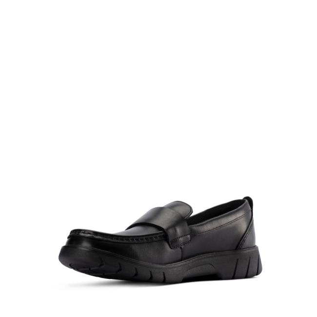 Sapatos Escolares Clarks Branch Slip Youth Menino Pretas | CLK567ENV