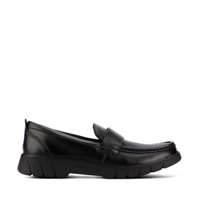 Sapatos Escolares Clarks Branch Slip Youth Menino Pretas | CLK567ENV