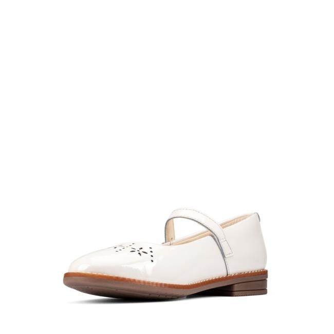 Sapatos Escolares Clarks Drew Play Kid Menina Branco | CLK743QIL