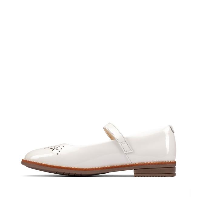 Sapatos Escolares Clarks Drew Play Kid Menina Branco | CLK743QIL