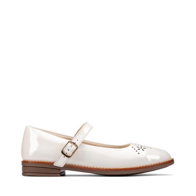 Sapatos Escolares Clarks Drew Play Kid Menina Branco | CLK743QIL