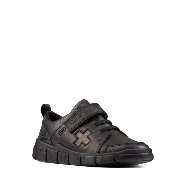 Sapatos Escolares Clarks Encode Flash Kid Menino Pretas | CLK738EJY