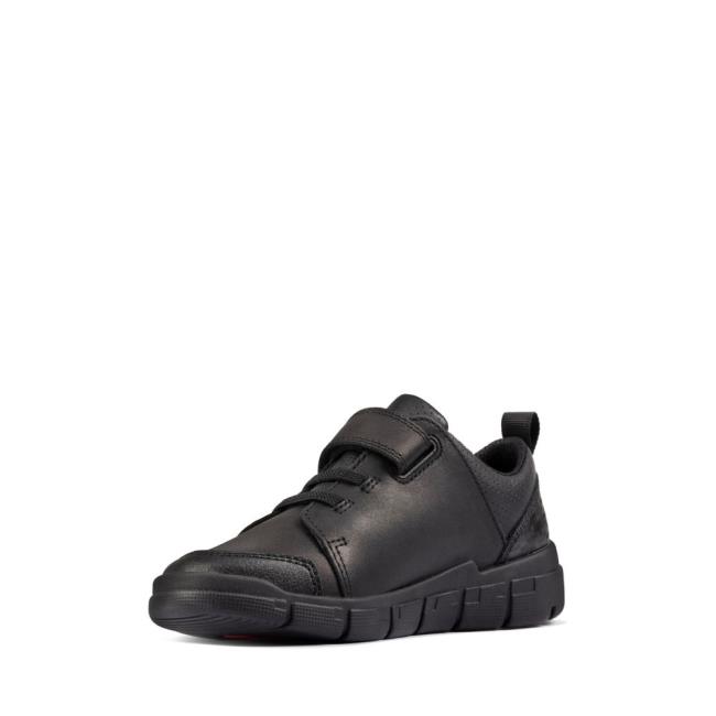 Sapatos Escolares Clarks Encode Flash Kid Menino Pretas | CLK738EJY