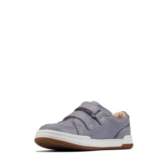 Sapatos Escolares Clarks Fawn Solo Kid Menino Luz Azuis | CLK142HON