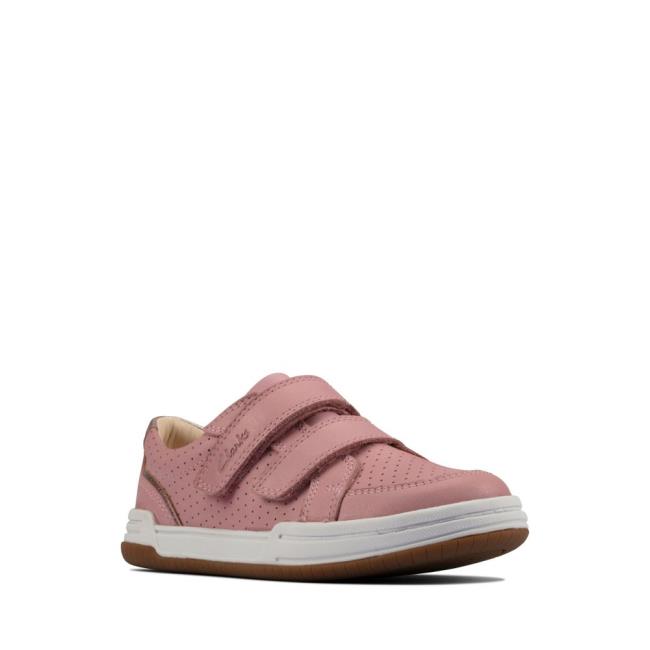 Sapatos Escolares Clarks Fawn Solo Kid Menino Luz Rosa | CLK758PIY