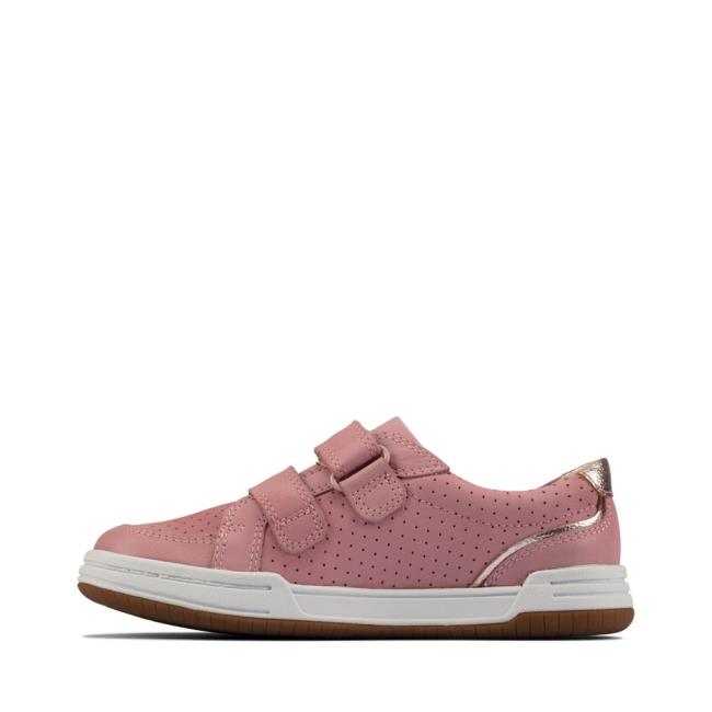 Sapatos Escolares Clarks Fawn Solo Kid Menino Luz Rosa | CLK758PIY