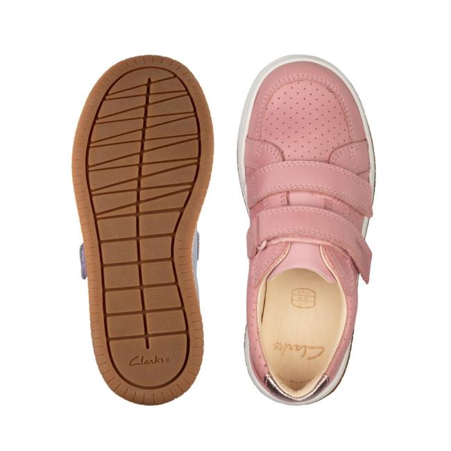 Sapatos Escolares Clarks Fawn Solo Kid Menino Luz Rosa | CLK758PIY