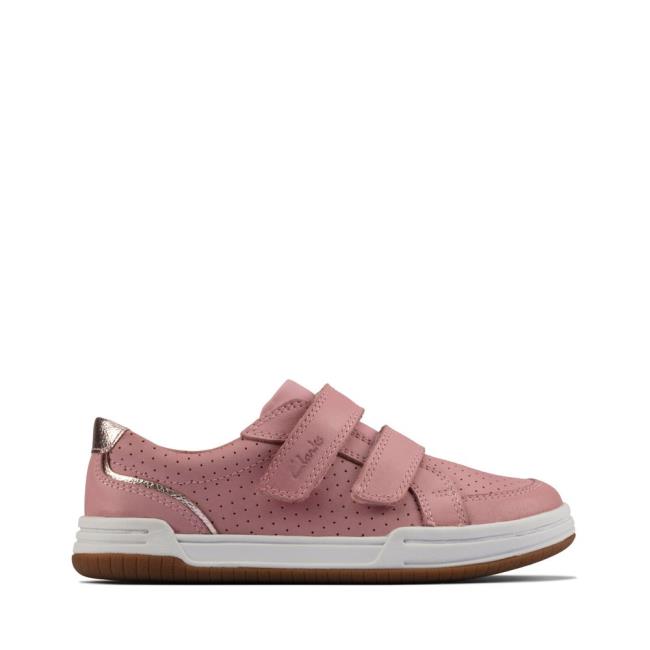 Sapatos Escolares Clarks Fawn Solo Kid Menino Luz Rosa | CLK758PIY