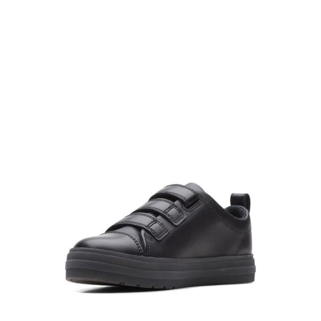 Sapatos Escolares Clarks Flare Bright Kid Menino Pretas | CLK709YTJ