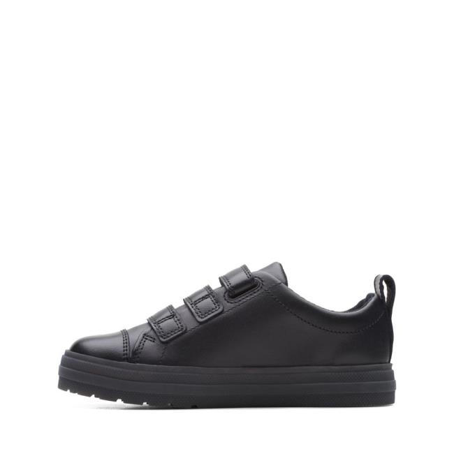 Sapatos Escolares Clarks Flare Bright Kid Menino Pretas | CLK709YTJ