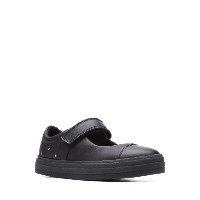 Sapatos Escolares Clarks Flare Shine Kid Menina Pretas | CLK248MCO