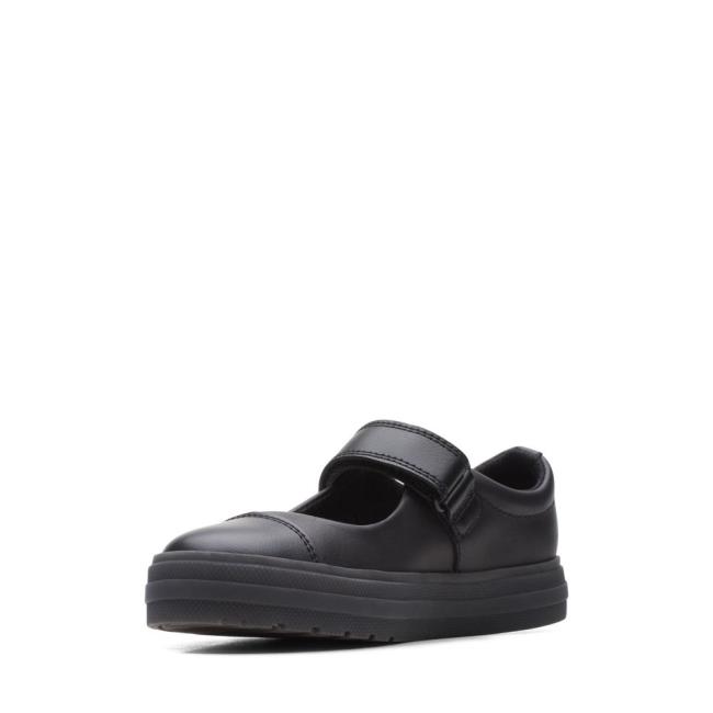 Sapatos Escolares Clarks Flare Shine Kid Menina Pretas | CLK248MCO