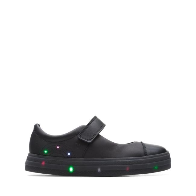 Sapatos Escolares Clarks Flare Shine Kid Menina Pretas | CLK248MCO