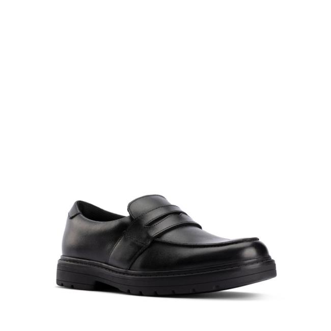 Sapatos Escolares Clarks Loxham Craft Youth Menino Pretas | CLK438TCE