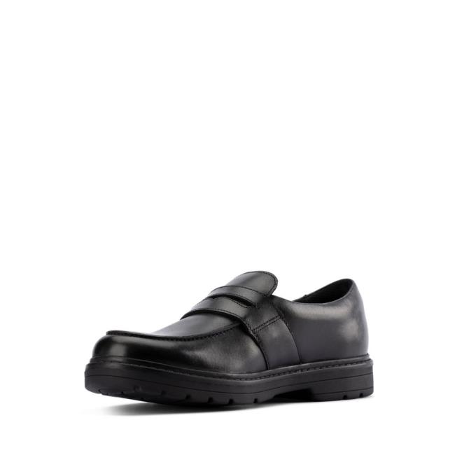 Sapatos Escolares Clarks Loxham Craft Youth Menino Pretas | CLK438TCE