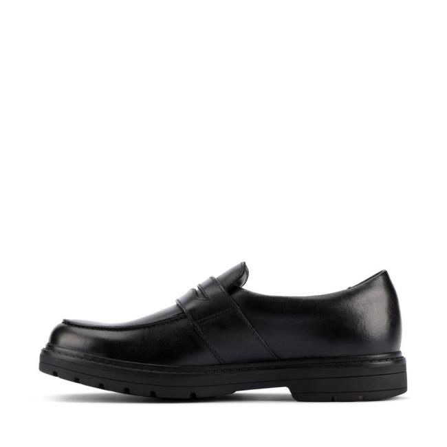 Sapatos Escolares Clarks Loxham Craft Youth Menino Pretas | CLK438TCE