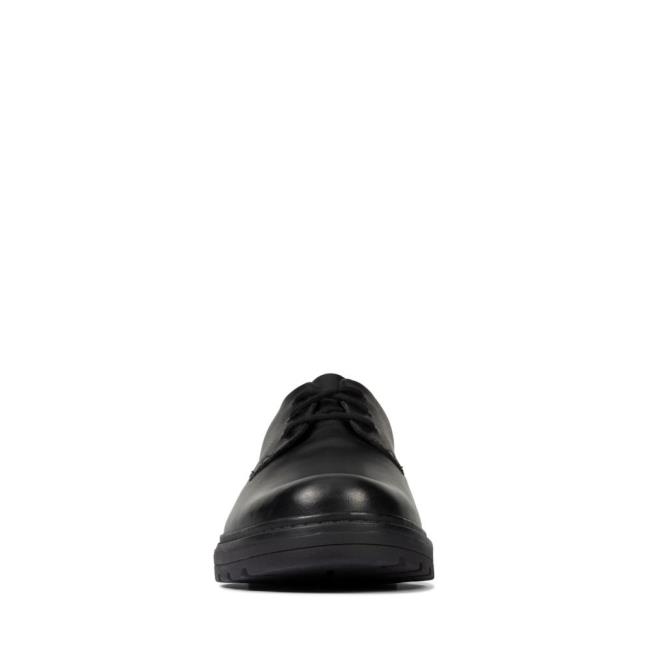 Sapatos Escolares Clarks Loxham Derby Youth Menino Pretas | CLK796ENL