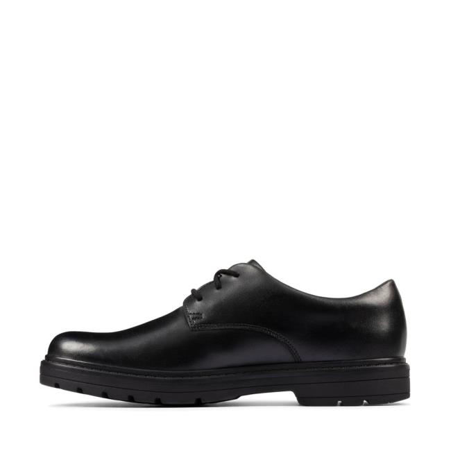 Sapatos Escolares Clarks Loxham Derby Youth Menino Pretas | CLK796ENL