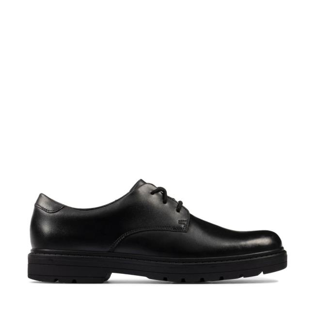 Sapatos Escolares Clarks Loxham Derby Youth Menino Pretas | CLK796ENL