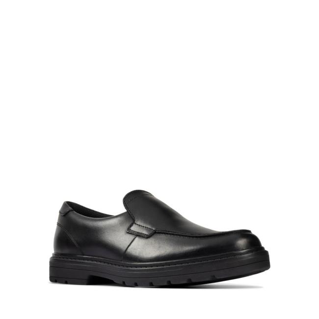 Sapatos Escolares Clarks Loxham Grove Youth Menino Pretas | CLK397IZE