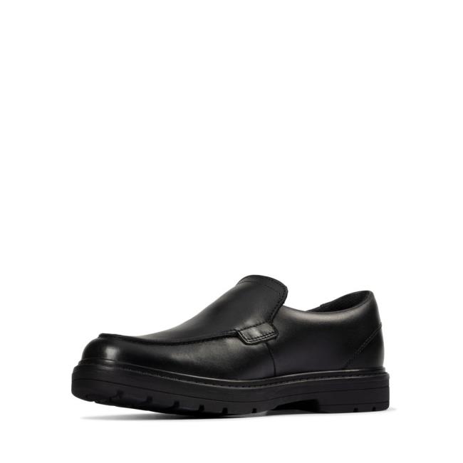 Sapatos Escolares Clarks Loxham Grove Youth Menino Pretas | CLK397IZE