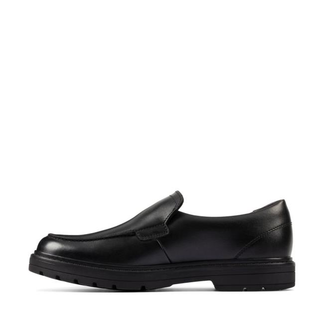 Sapatos Escolares Clarks Loxham Grove Youth Menino Pretas | CLK397IZE