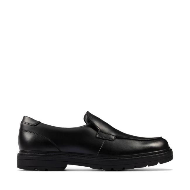 Sapatos Escolares Clarks Loxham Grove Youth Menino Pretas | CLK397IZE