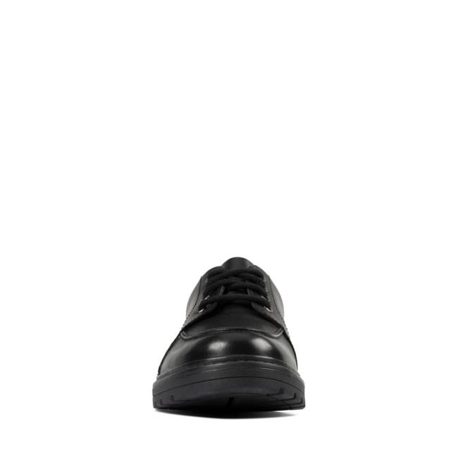 Sapatos Escolares Clarks Loxham Pace Youth Menino Pretas | CLK653UNW