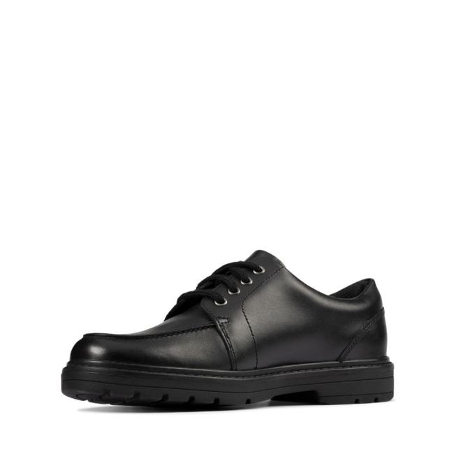 Sapatos Escolares Clarks Loxham Pace Youth Menino Pretas | CLK653UNW