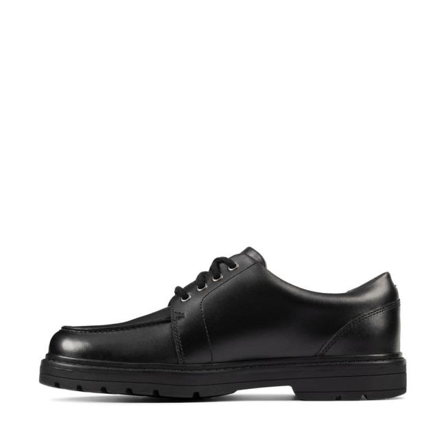 Sapatos Escolares Clarks Loxham Pace Youth Menino Pretas | CLK653UNW